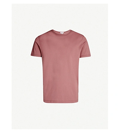 Shop Sunspel Classic Cotton-jersey T-shirt In Burgundy