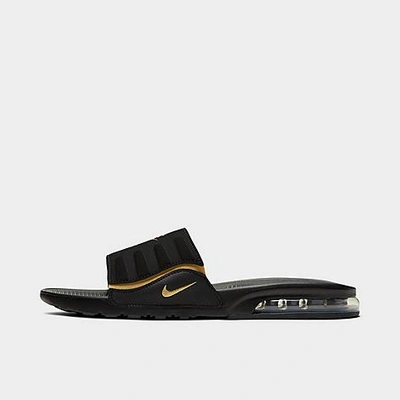 Shop Nike Air Max Camden Slide Sandals In Black/metallic Gold/metallic Gold