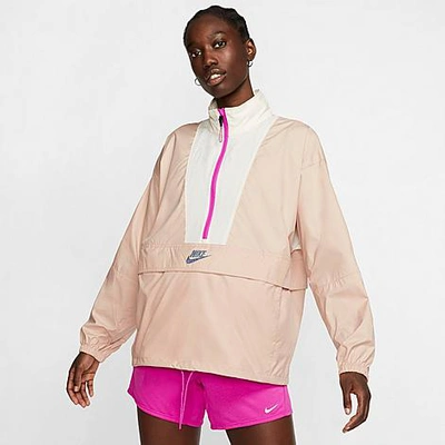 Shop Nike Women's Sportswear Icon Clash Wind Jacket In Shimmer/pale Ivory/fire Pink