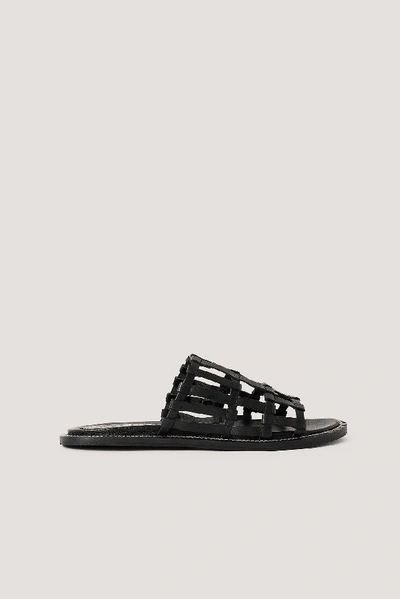 Shop Na-kd Leather Cage Slippers - Black