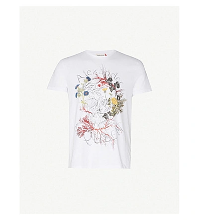 Shop Alexander Mcqueen Graphic-print Crewneck Cotton-jersey T-shirt In White Mix
