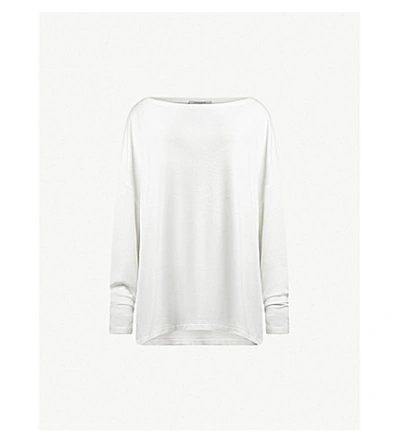 Shop Allsaints Women's Chalk White Rita Oversized Stretch-woven T-shirt