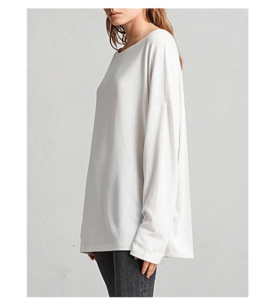 Shop Allsaints Women's Chalk White Rita Oversized Stretch-woven T-shirt