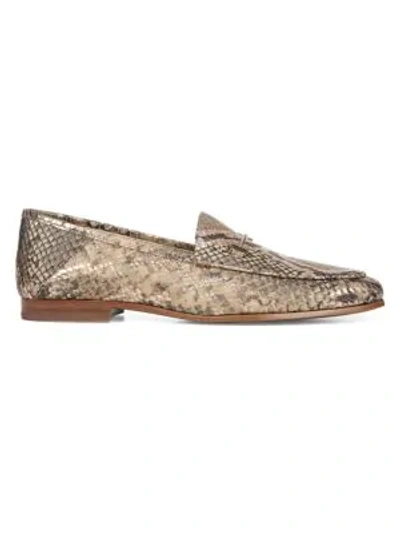 Shop Sam Edelman Loraine Snakeskin-embossed Leather Loafers In Praline