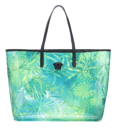 Shop Versace Virtus Jungle-print Pvc Tote In Green