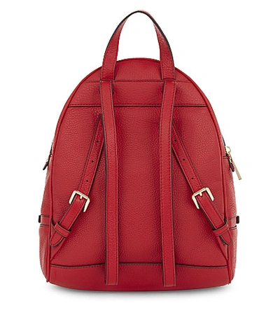 Shop Michael Michael Kors Rhea Medium Leather Backpack In Bright Red