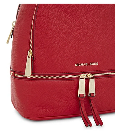 Shop Michael Michael Kors Rhea Medium Leather Backpack In Bright Red