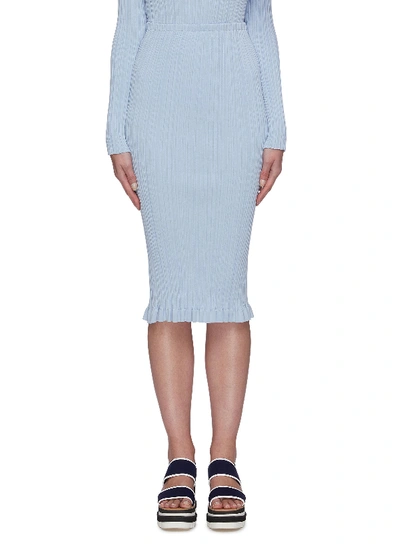 Shop Acne Studios Irregular Rib Ruffled Hem Midi Skirt In Blue