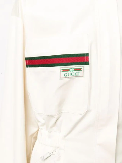 Shop Gucci Web Logo Patch Playsuit In Neutrals