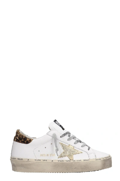 Golden Goose Sneakers Hi Star White Leather-gold Star-logo Lace