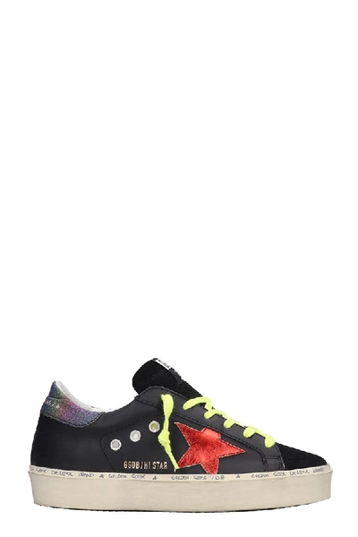Shop Golden Goose Hi Star Sneakers In Black Suede And Leather