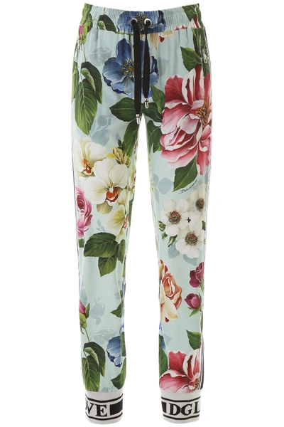 Shop Dolce & Gabbana Floral Print Jogger Pants In Fiori Ombre F Azzurr (light Blue)