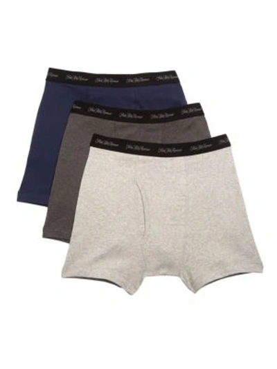 Shop Saks Fifth Avenue Collection 3-pack Boxer Briefs In Navy Grey Heather Light Grey Heather