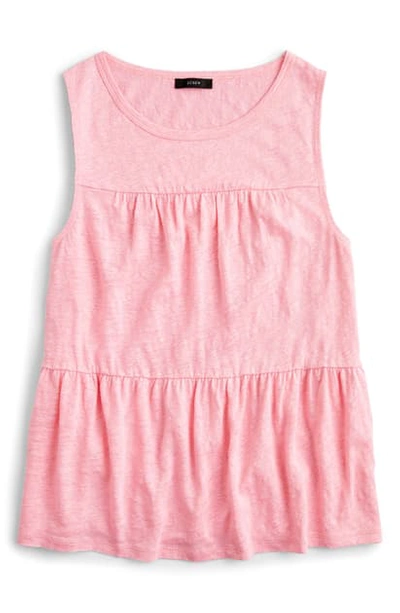 Shop Jcrew Tiered Linen Tank In Bright Peppermint