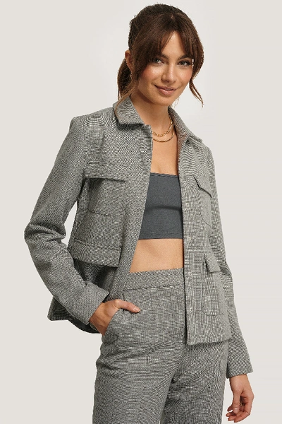 Shop Monica Geuze X Na-kd Pockets Jacket - Grey In Grey Check