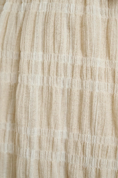 Shop Buonalima X Na-kd Linen Overlap Dress - Multicolor In Beige/white