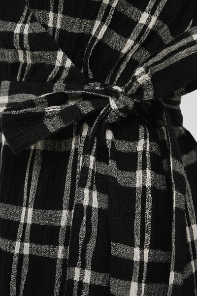 Shop Buonalima X Na-kd Linen Overlap Dress - Multicolor In Black/white