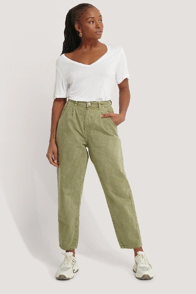 Shop Mango Regina Jeans - Green In Khaki