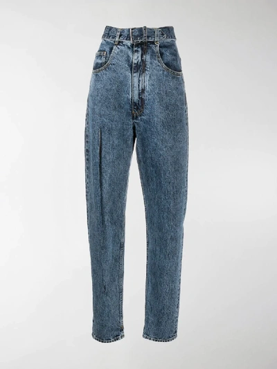 Shop Maison Margiela Split-leg Tapered Denim Jeans In Blue