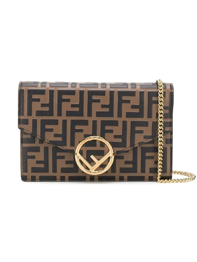 Shop Fendi Zucca Pattern Crossbody Bag In Black