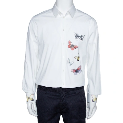 Pre-owned Dolce & Gabbana White Cotton Butterfly Applique Button Front Shirt Xxl