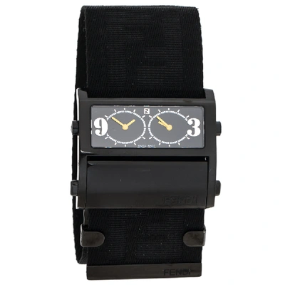 Pre-owned Fendi Black Pvd Coated Stainless Steel Zip Code 1170g Women's Wristwatch 45.50 Mm