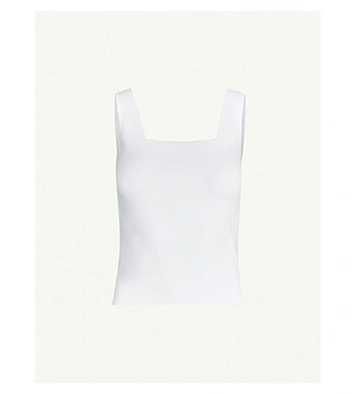 Shop Vince Square-neck Stretch-knit Top In Optic White