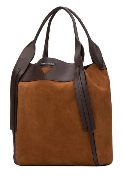 Shop Prada Ouverture Tote Bag In Brown