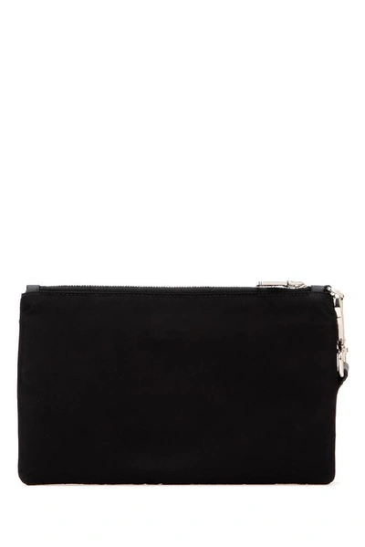Shop Prada Logo Plaque Clutch Bag In Black