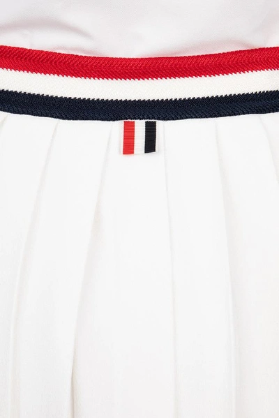 Shop Thom Browne Rwb Trim Pleated Skirt In White