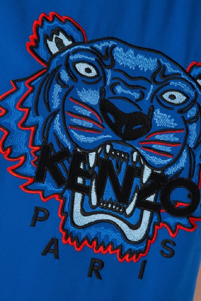 Shop Kenzo Tiger Logo Embroidered T In Blue