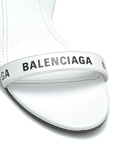 Shop Balenciaga Logo Leather Sandals In White