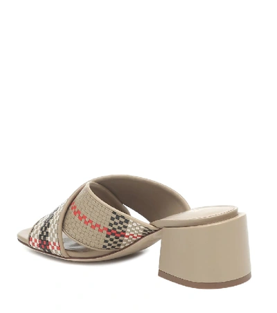 Shop Burberry Castlebar Woven Leather Sandals In Beige