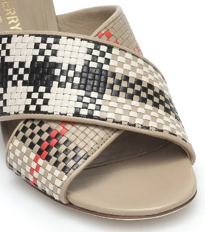 Shop Burberry Castlebar Woven Leather Sandals In Beige