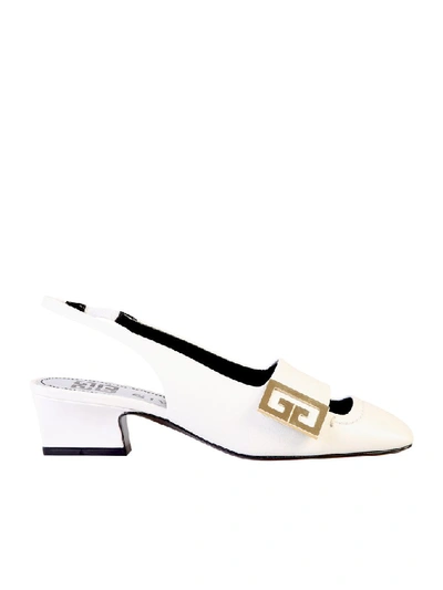 Shop Givenchy Logo Plaque Slingback Pumps In White