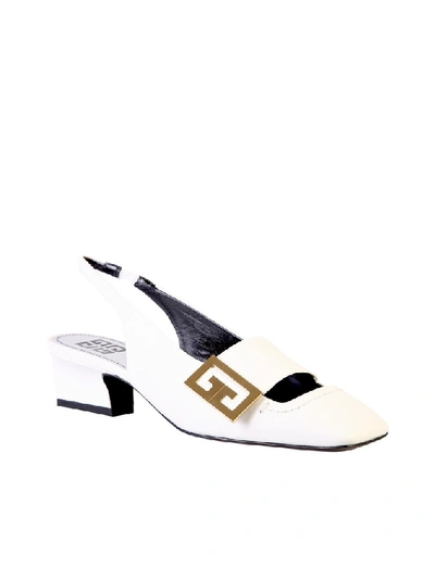 Shop Givenchy Logo Plaque Slingback Pumps In White