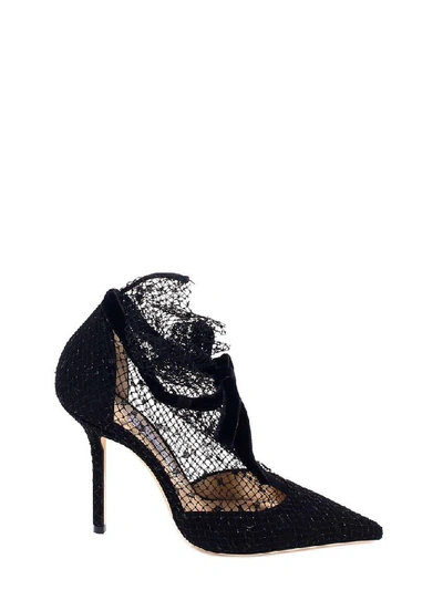 Shop Jimmy Choo Fira 100 Mesh Detailed Pumps In Black