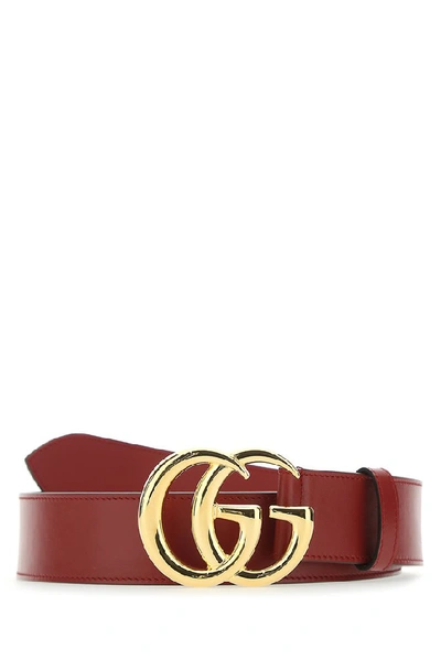 GG Marmont leather belt with shiny buckle