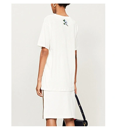 Shop Gucci Logo-print Cotton-jersey T-shirt In Natural White Printe