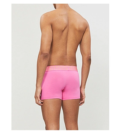 Shop Versace Iconic-print Stretch-cotton Trunks In Pink