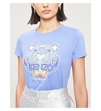Shop Kenzo Tiger-print Cotton-jersey T-shirt In Wisteria