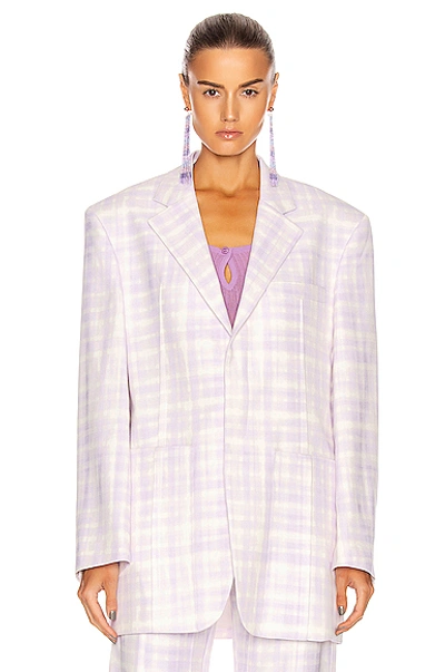 Shop Jacquemus La Veste D'homme In Purple Check