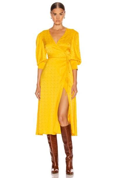 Shop Andamane Deva Midi Dress In Floral Yellow
