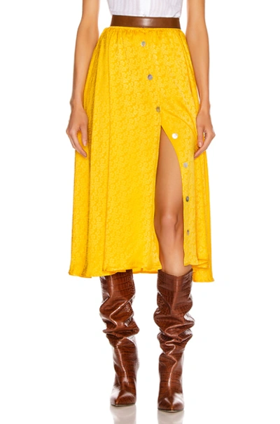 Shop Andamane Diletta Midi Skirt In Floral Yellow