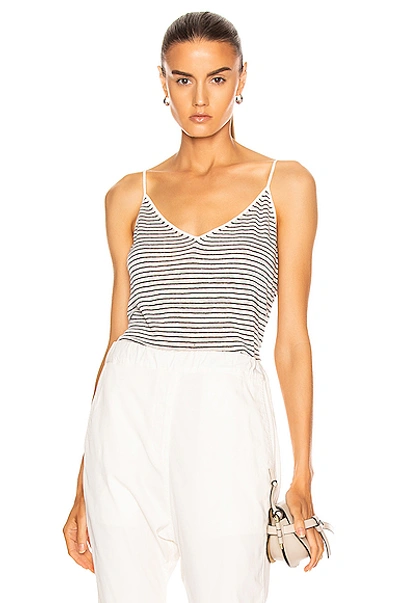 Shop Nili Lotan Hayley Linen Tank In Ivory & Black Stripe