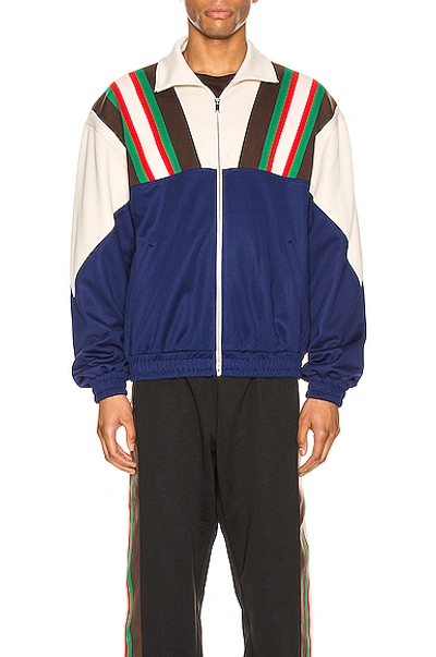 Shop Gucci Bomber Jacket In Inchiostro & Ivory & Mc