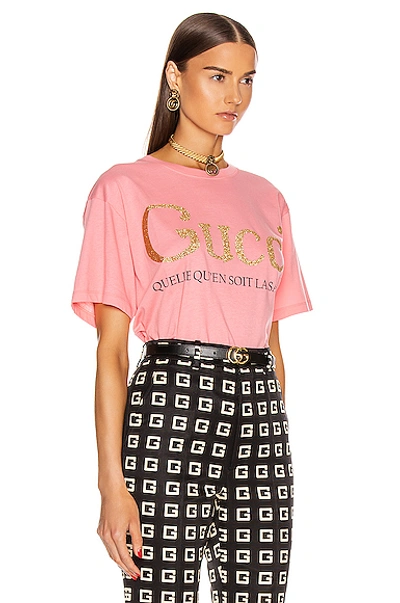 Shop Gucci Short Sleeve T Shirt In Rose Bud & Mult