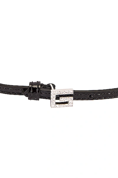 Shop Gucci G Motif Necklace In Black & Crystals