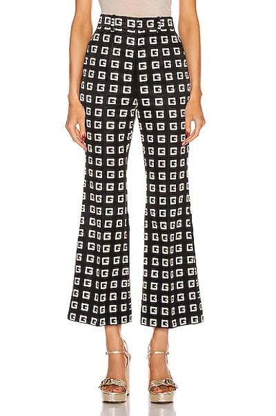 Shop Gucci Cropped Pants In Black & Green & Red