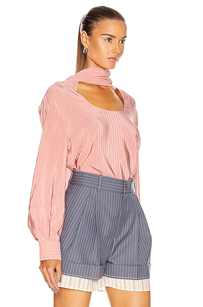 Shop Chloé Circle Cutout Blouse In Tan Rose